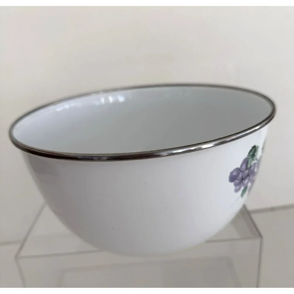 Vtg Metal Nesting Enamel Ware REPLACEMENT Mixing Bowl Pears Peaches Grapes 7.5